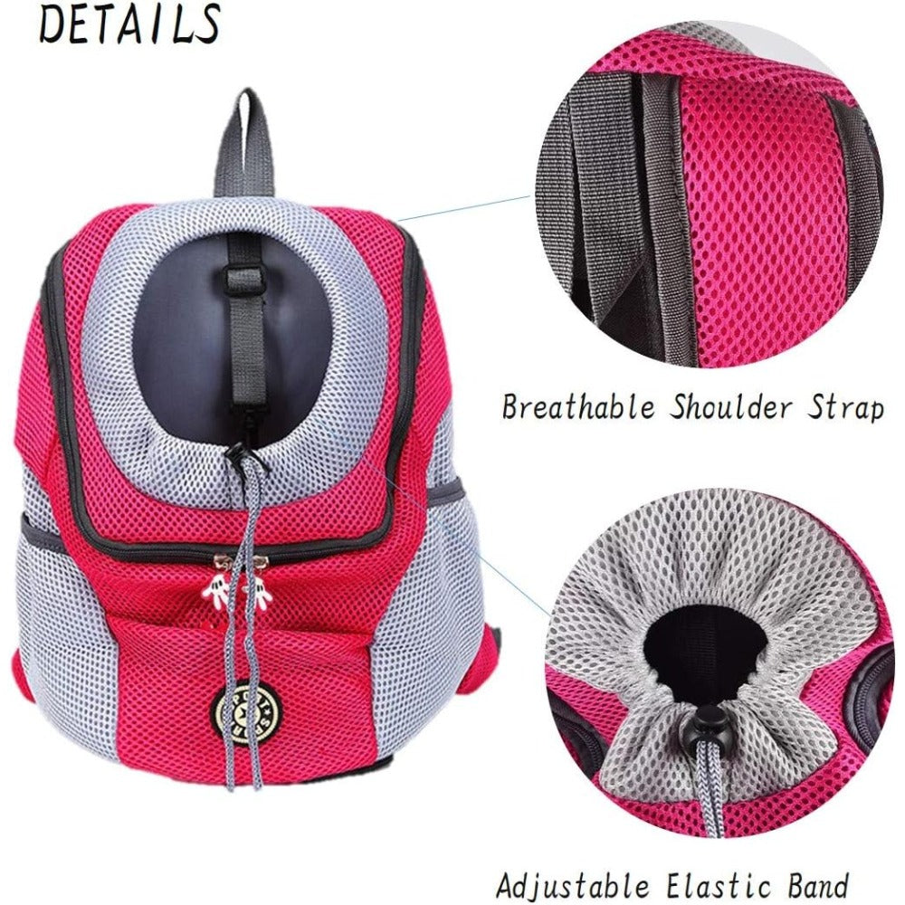 Head-Out Pet Carrier Backpack with Mesh Panels, Side Pockets and RoseRed or Black Medium Options — image 4