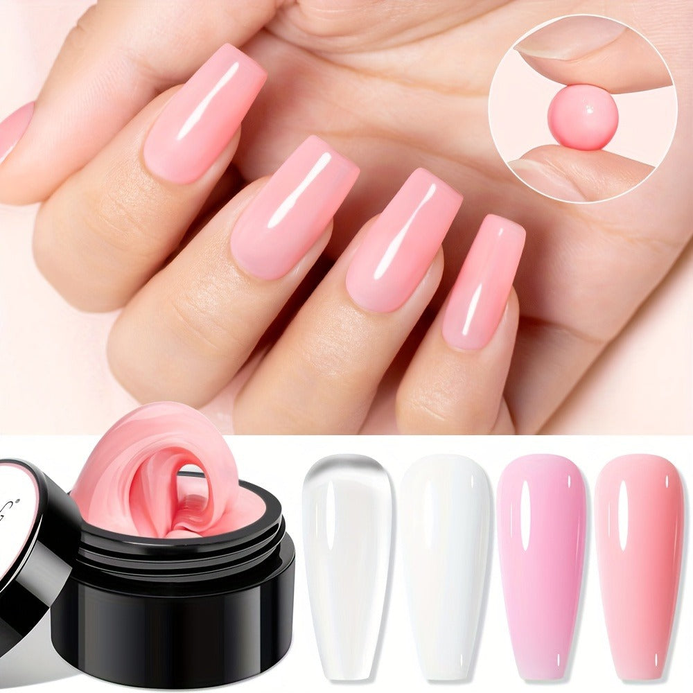 Builder Gel Nail Extension Starter Kit 5pcs Clear Nude Solid – Hard Gel Sculpting Set with Flower Molds & Sculpting Brush for
