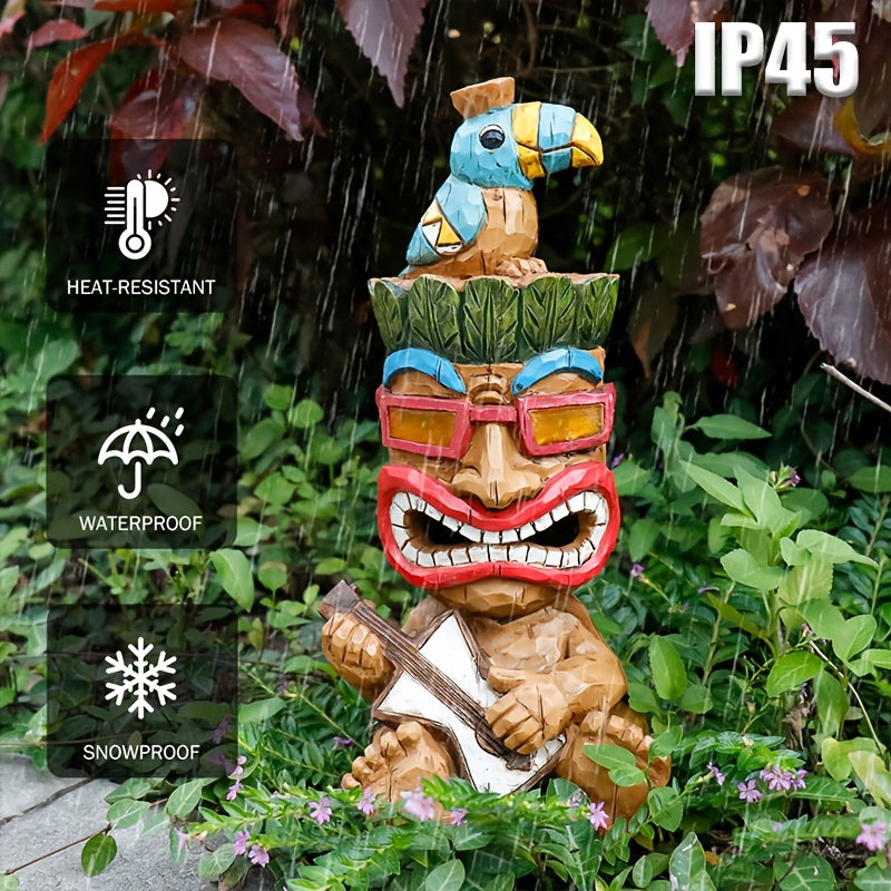 Hawaiian Tiki Statue Standing Resin Totem Pole, Woodcarving Tribal Figure Outdoor Decor for Terrace Bar Party Unique Gift — i