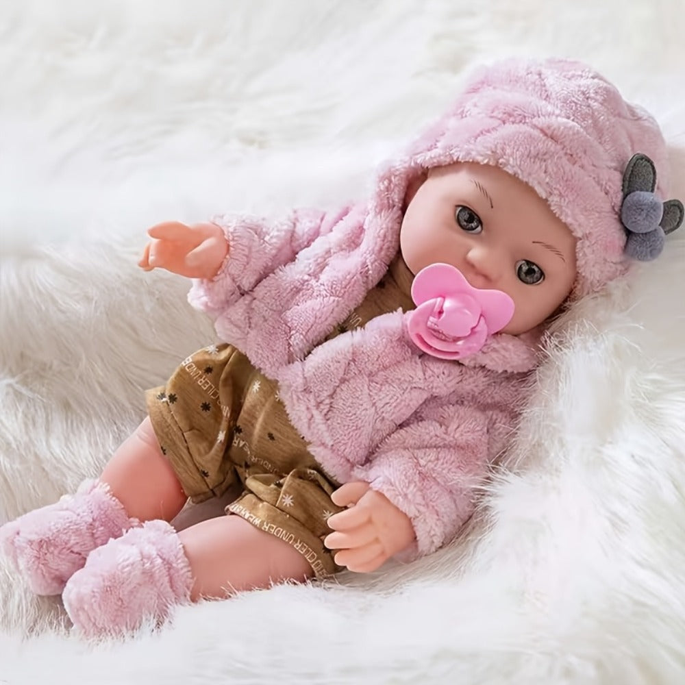 Reborn Doll, 12-Inch Mini Figure with Pink Hat, Socks, Clothing and Optional Pacifier Sets — image 6