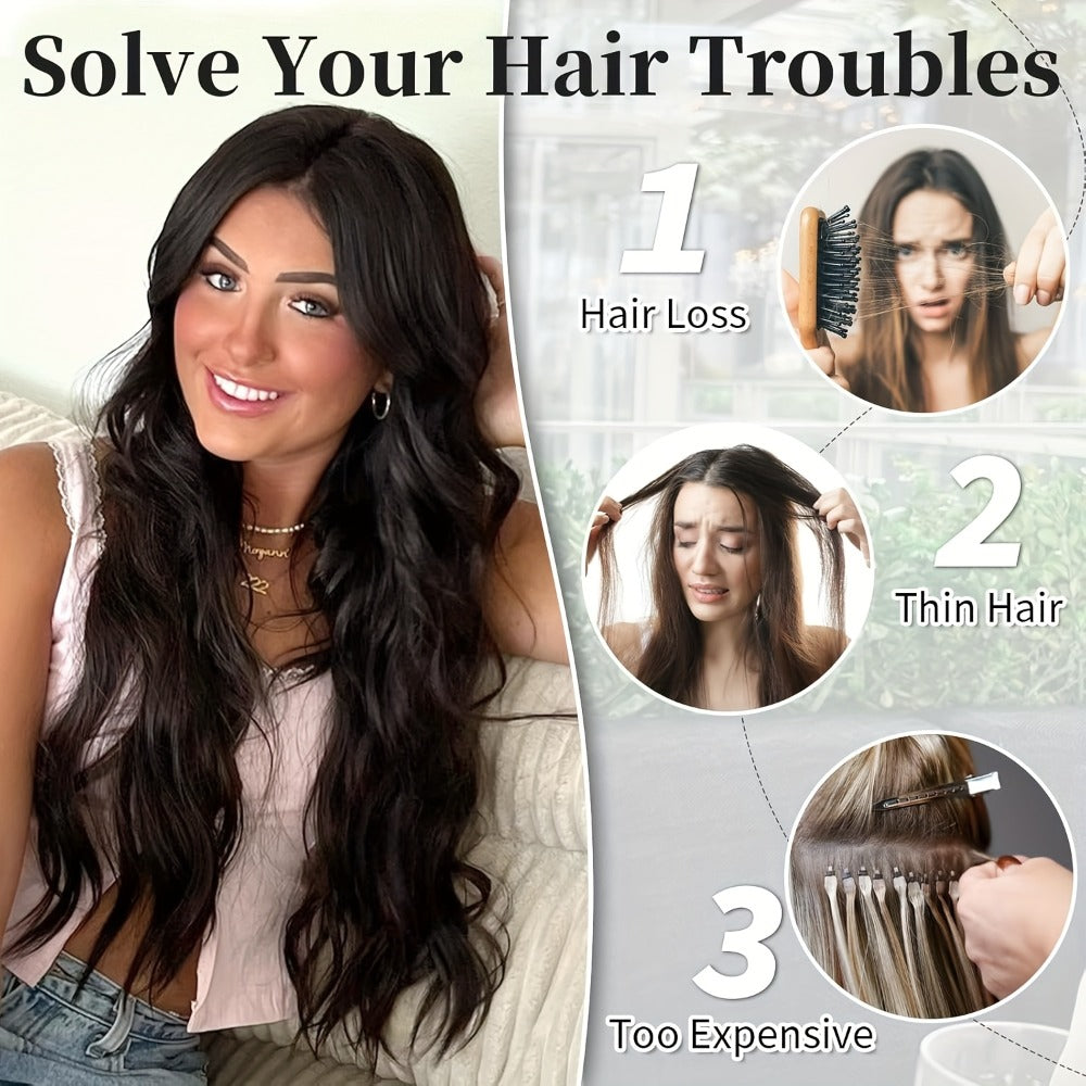 Invisible Wire Hair Extensions 22 Inch for Women – Transparent Fish Line 4 Clips Long Wavy Hairpiece for Thin Fine Hair — ima