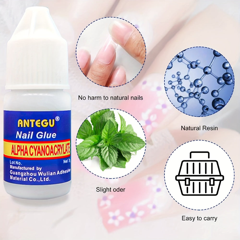 Nail Glue Set, ANTEGU 20 Pointed-Nozzle Bottles for Press-On Nails, Nail Tips, Rhinestones and Nail Repair — image 3