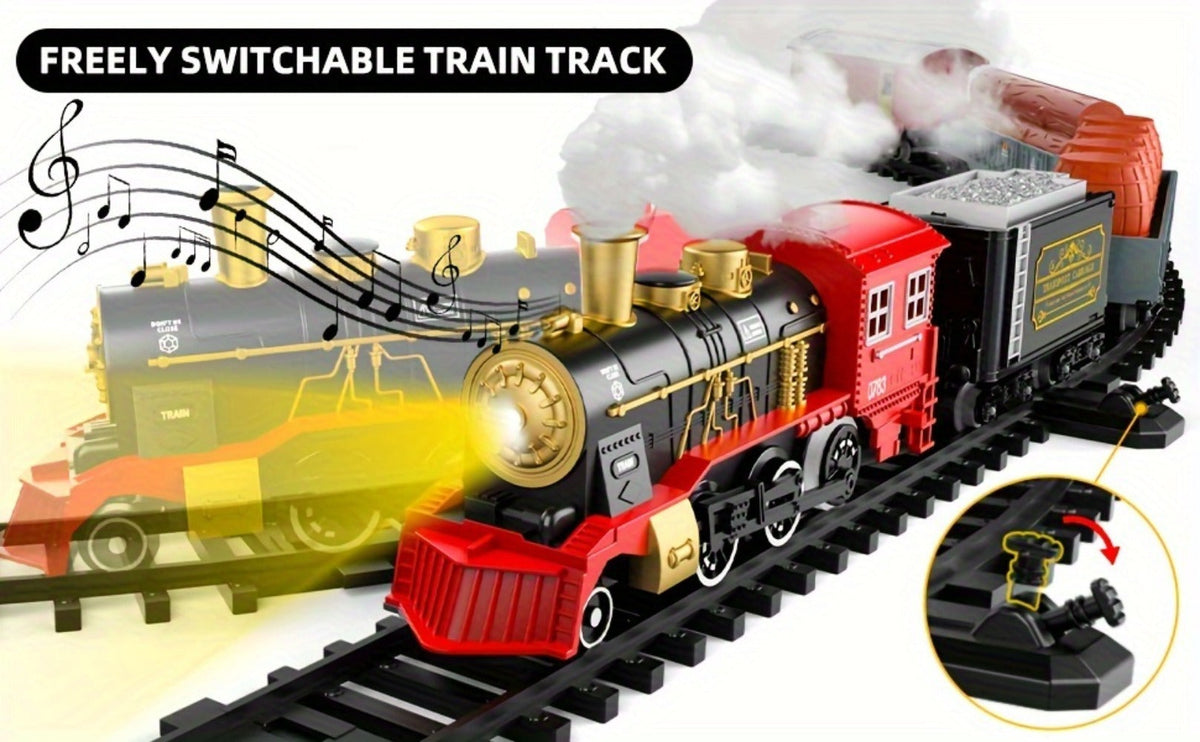 Christmas Train Set for Kids, 43PCS Electric Train Toy with Smoke, Lights & Sound, 6 Cars & 28 Tracks — image 11