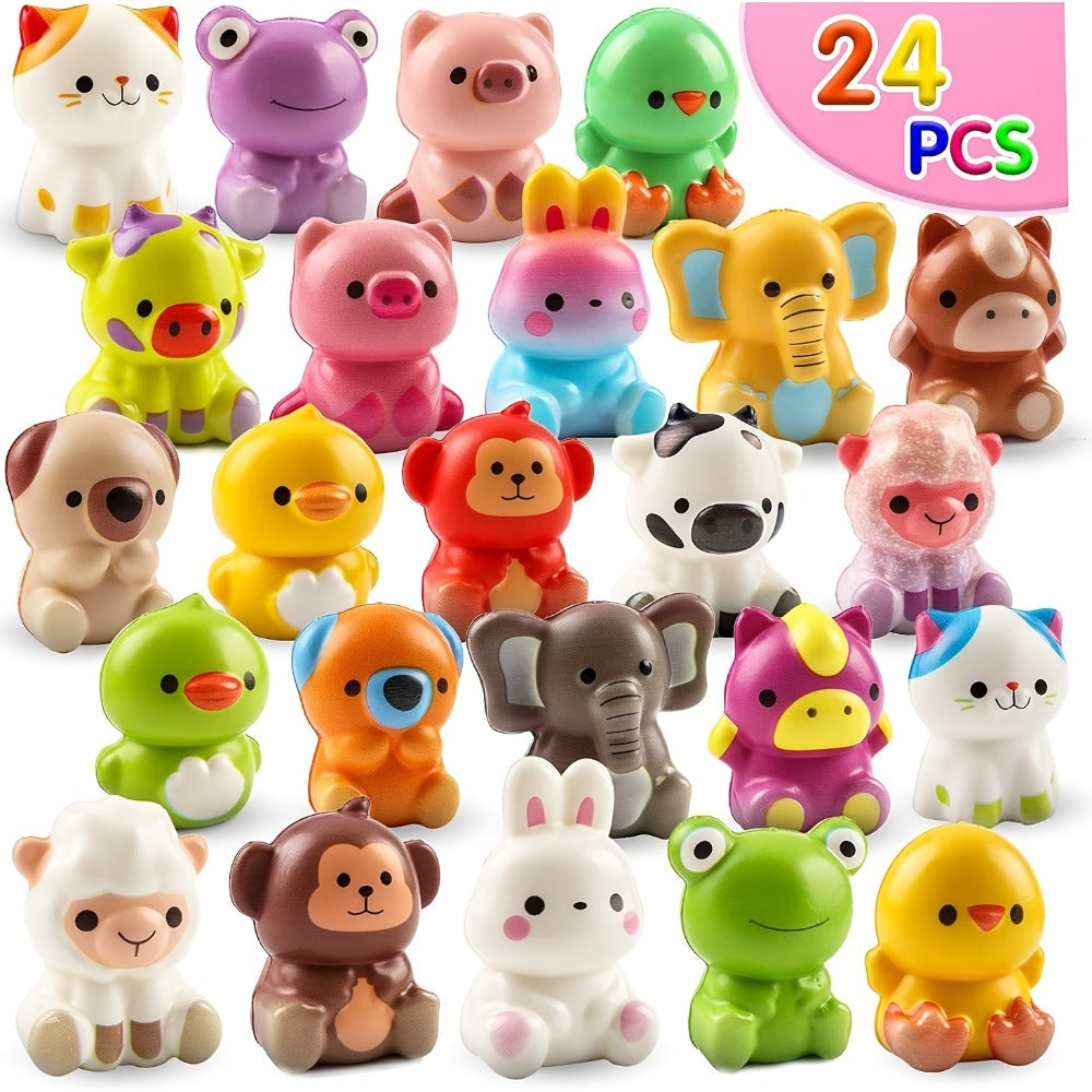 Cute Animal Toys 24 Pcs, Mini Kawaii Animal Squeeze Toys for Kids Birthday Party Favors, Classroom Prizes — image 1
