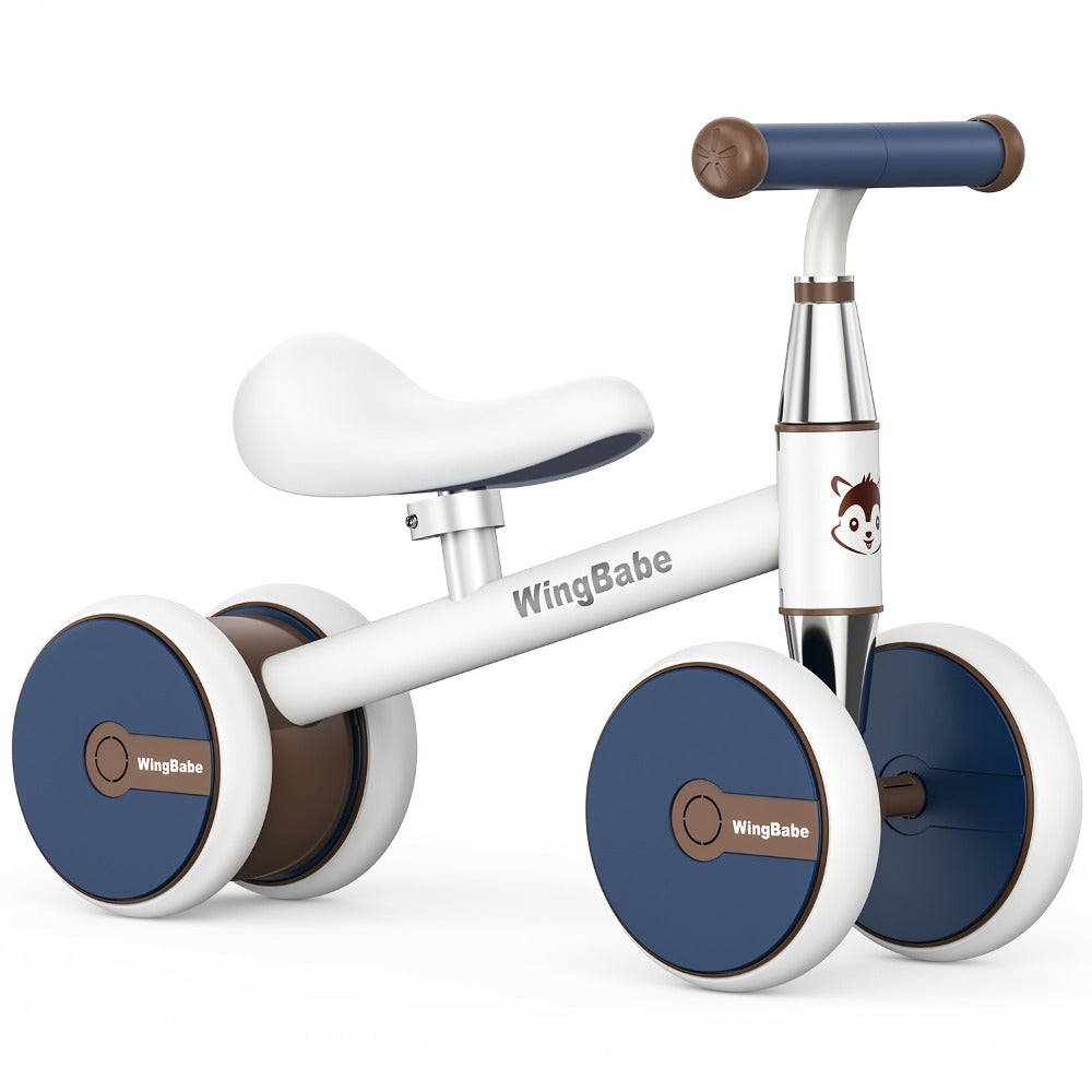 4 Wheel Balance Bike for Baby Toddlers 10-36 Months, First Bike with Adjustable Seat, 90° Steering Limit & Silent Anti-Slip T