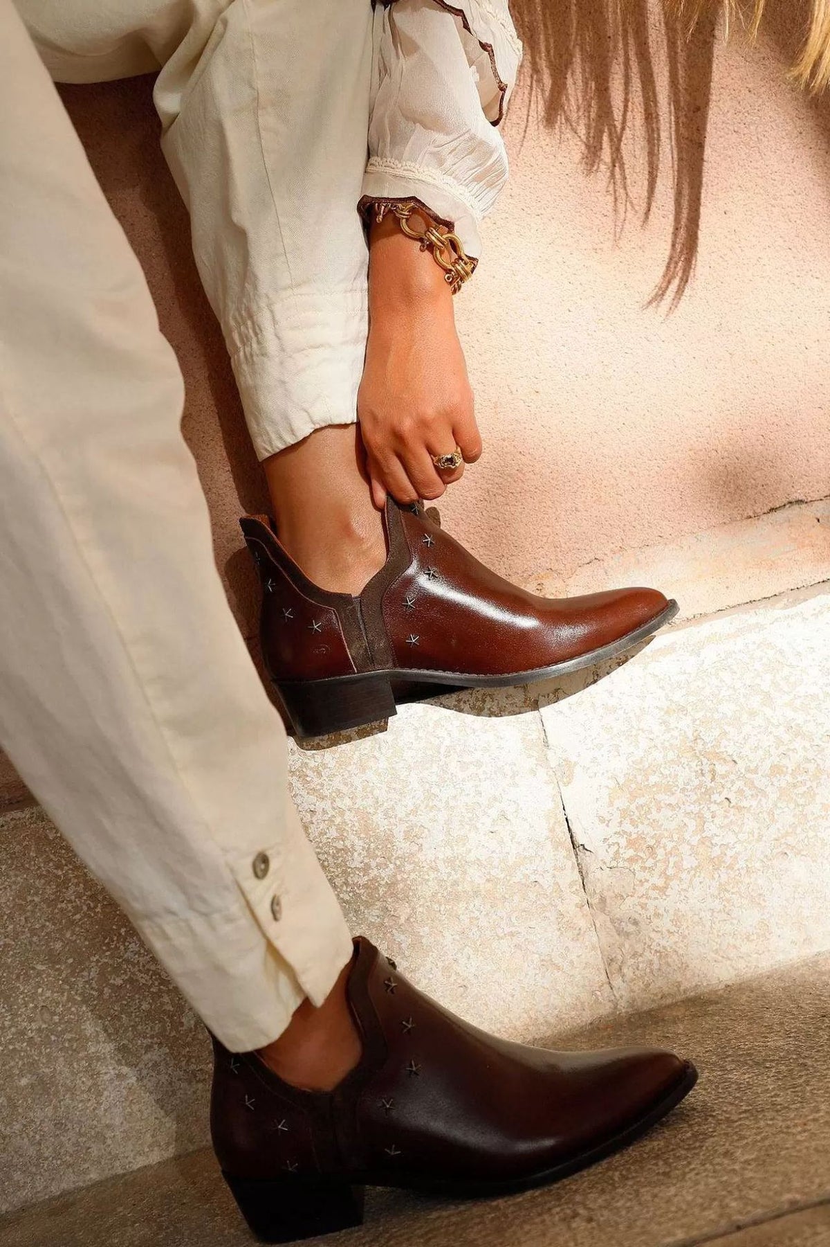 Fashion Ankle Boots With Metal Decoration Low Square Heel Large Size Ladies European And American Style