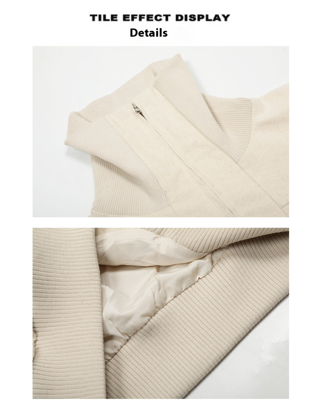 Antique Beige Lapel Design Jacket For Women Baggy Coat