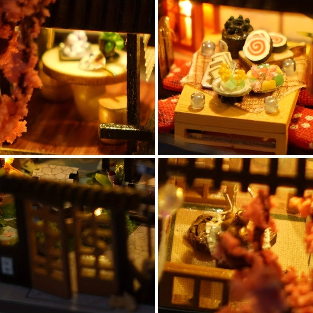 DIY Miniature Dollhouse Kit Sakura Garden Japanese Style, Wooden Tiny House with Tatami Flooring & Furniture — image 10