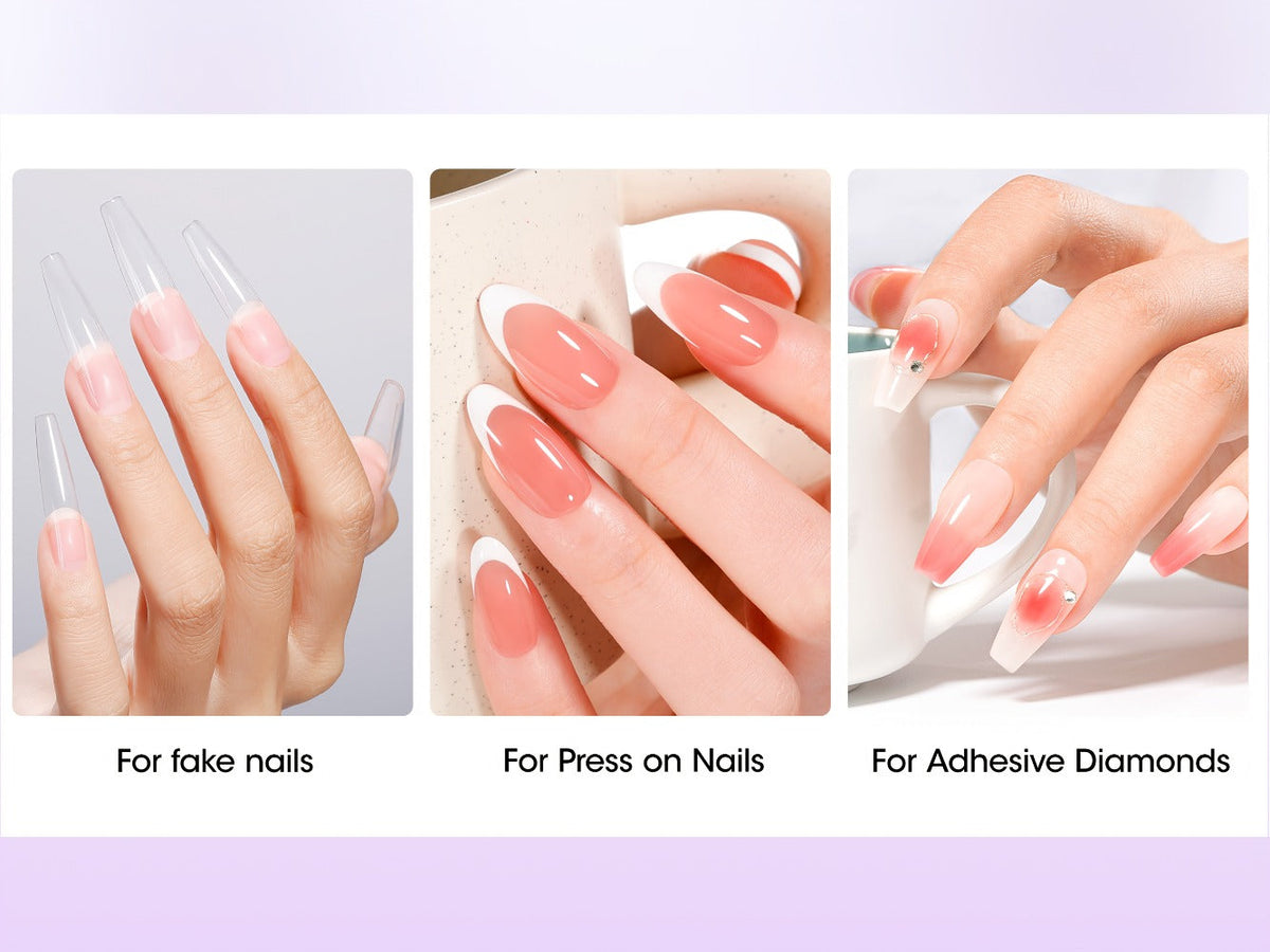 Solid Gel Nail Glue Kit with Mini LED Lamp – 8g UV Cure Gel Glue 28+ Days Long-Lasting Bond for Press On Nails Acrylic Tips R