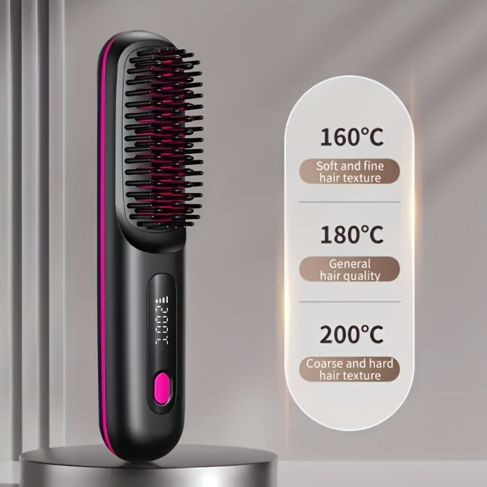 Cordless Hair Straightener 2-in-1 Ceramic Flat Iron & Curler – USB-C Rechargeable Wireless Portable Travel Styling Tool 3-Spe