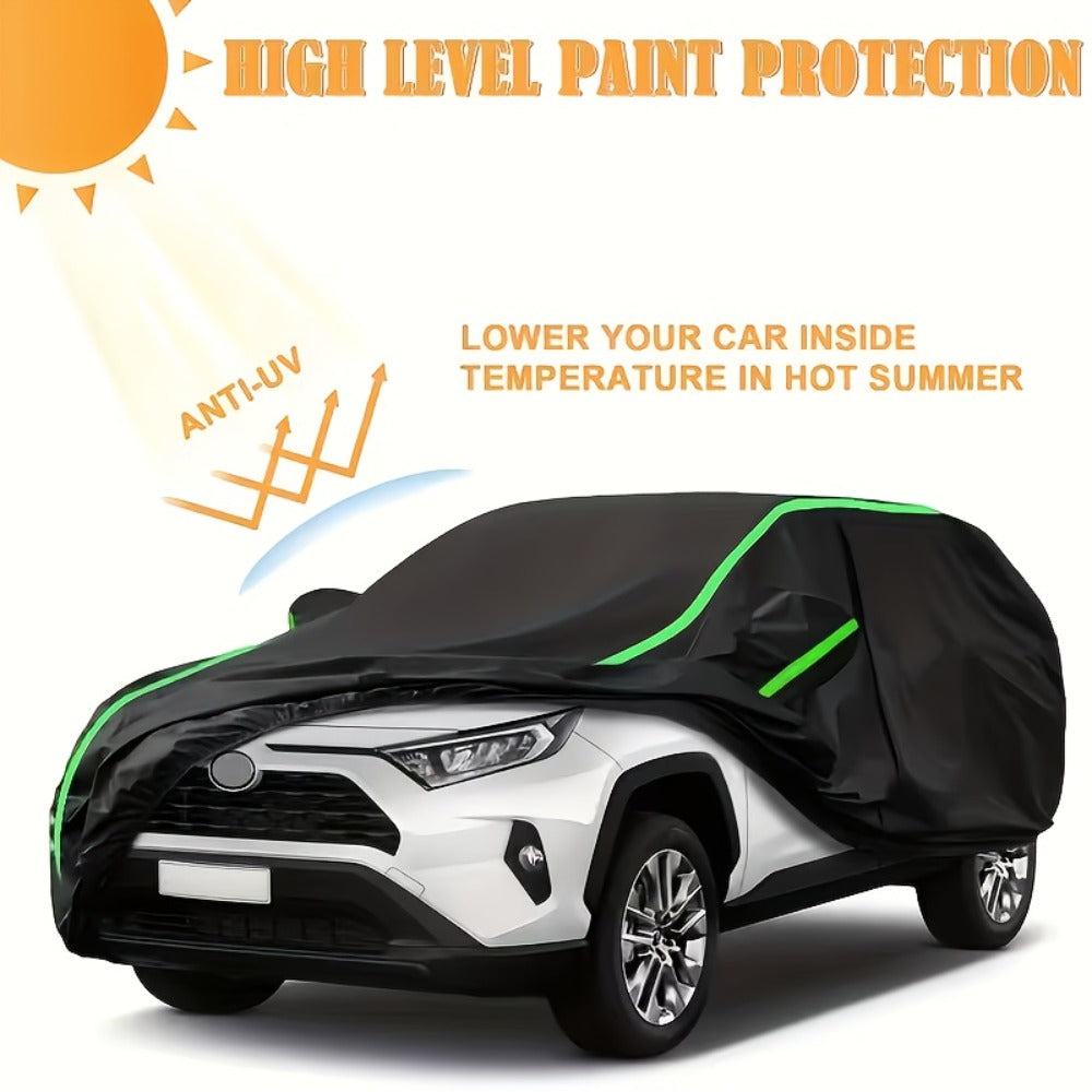 210T 6-Layer Full Car Cover for SUV & Sedan – All Weather Waterproof, UV, Snow & Dust Proof with Reflective Strips – XL & XXL