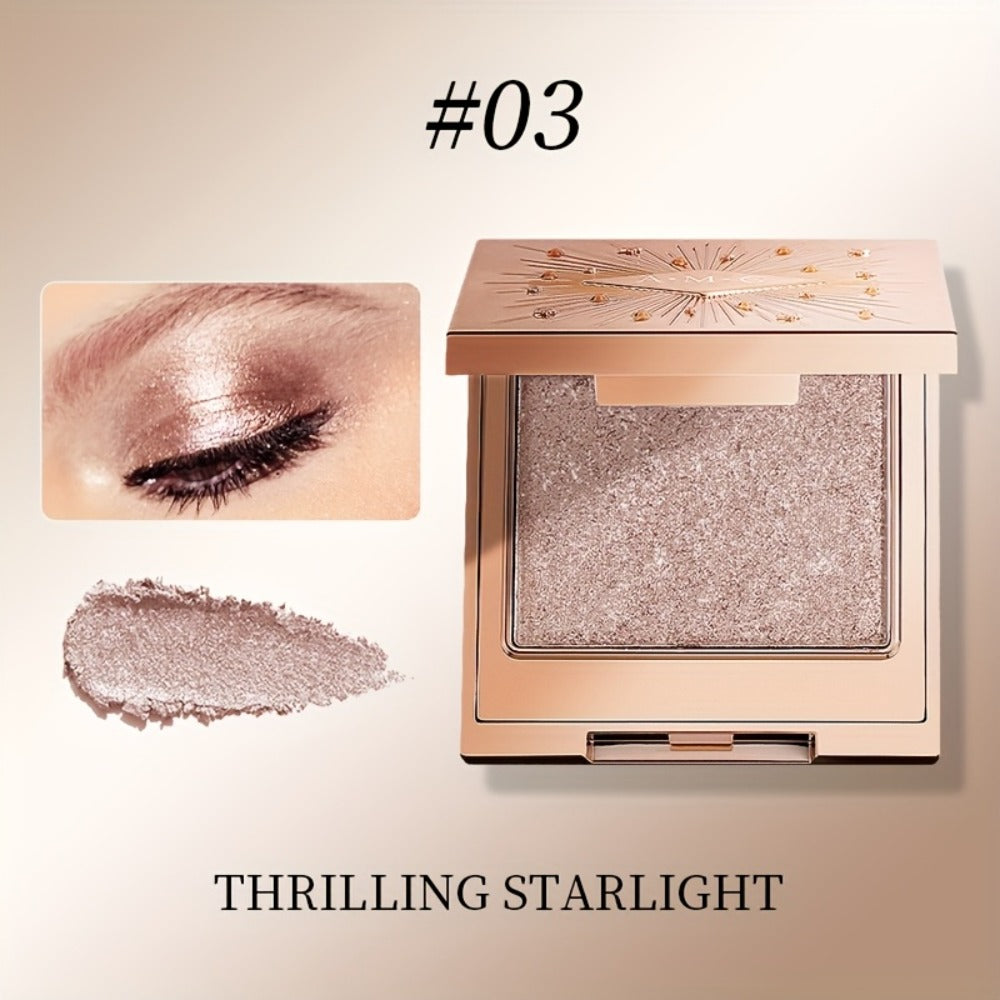 Shimmer Eyeshadow Palette 5 Shades Glowing Waterproof Creamy Blendable Formula with Built-in, for Makeup, Travel and Everyday