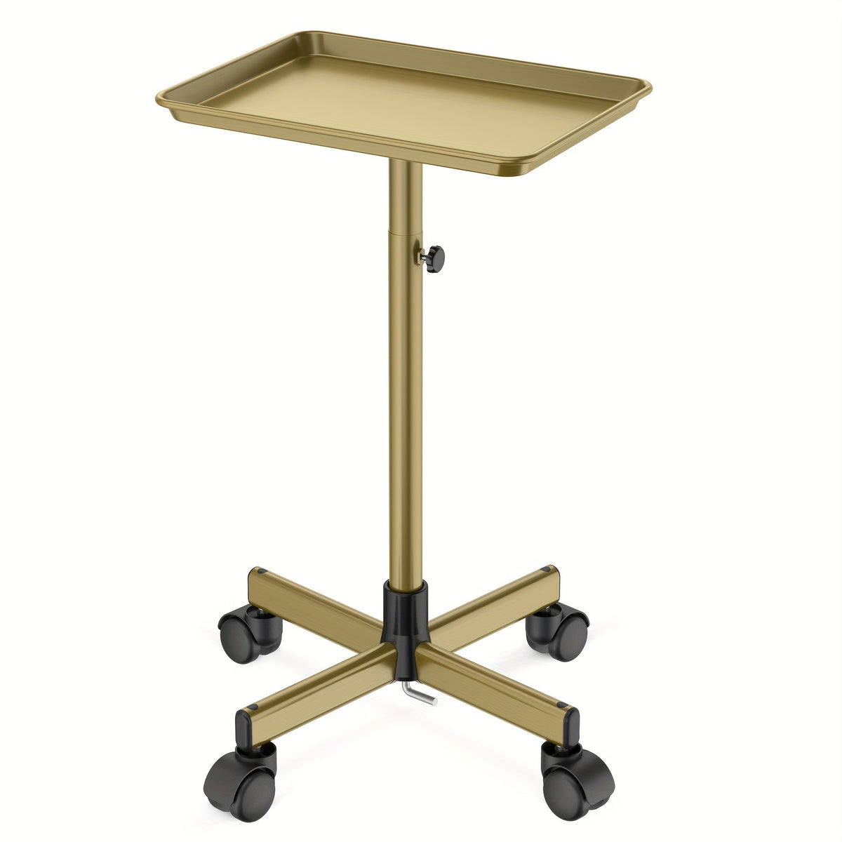 6-Color Premium Aluminum Salon Rolling Tray on Wheels – Adjustable Height Hairdresser Cart, Tattoo Tray, Spa Service Trolley 