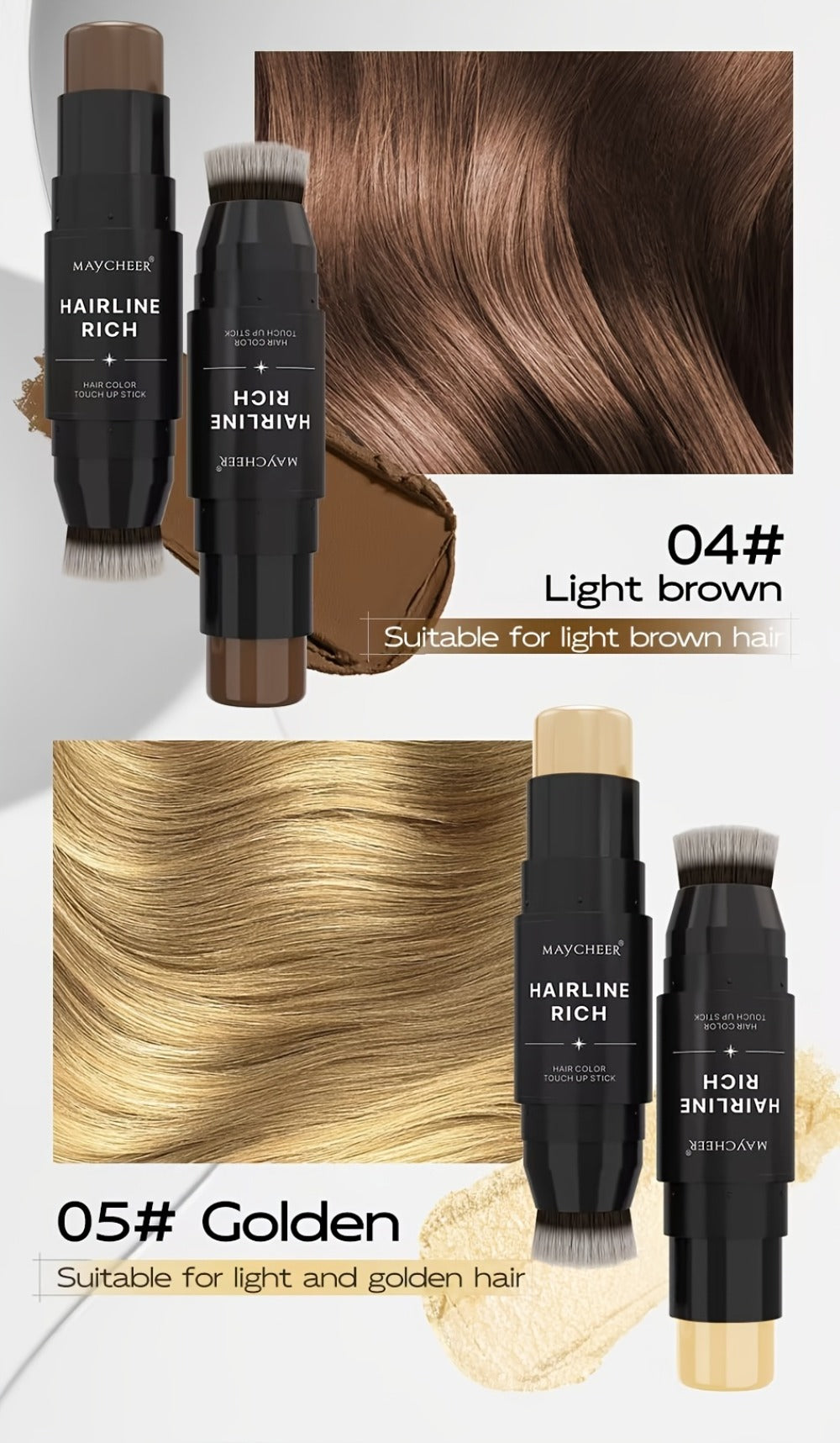 Root Touch-Up Hair Color Pen with Brush Applicator, Instant Gray & White Hair Coverage, Plant Squalane Nourishing Formula — i