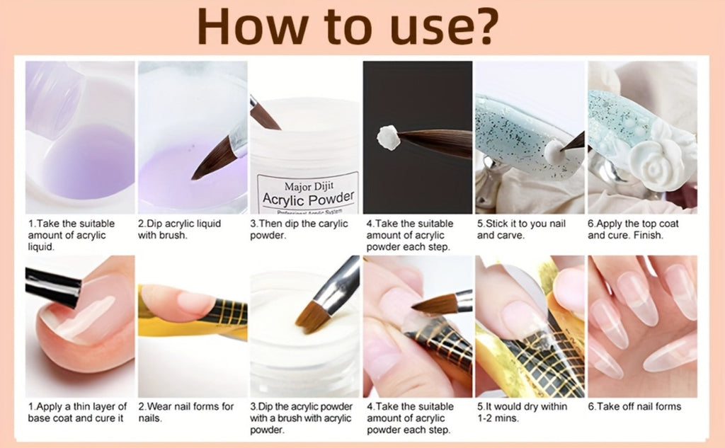 Acrylic Nail Kit with 36W UV LED Lamp, Electric Drill, Three Powders, Glitter Colors, Tips and Manicure Tools — image 18