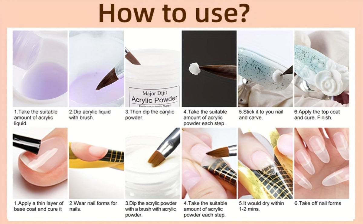 Acrylic Nail Kit with 36W UV LED Lamp, Electric Drill, Three Powders, Glitter Colors, Tips and Manicure Tools — image 18
