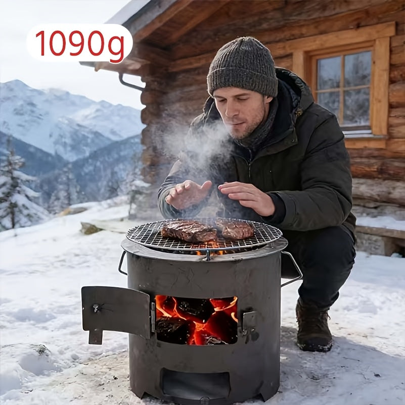 Wood Burning Stove, Portable Camping Charcoal BBQ Cooking Tea Heating for Grilling, Camping and Outdoor Meals — image 8