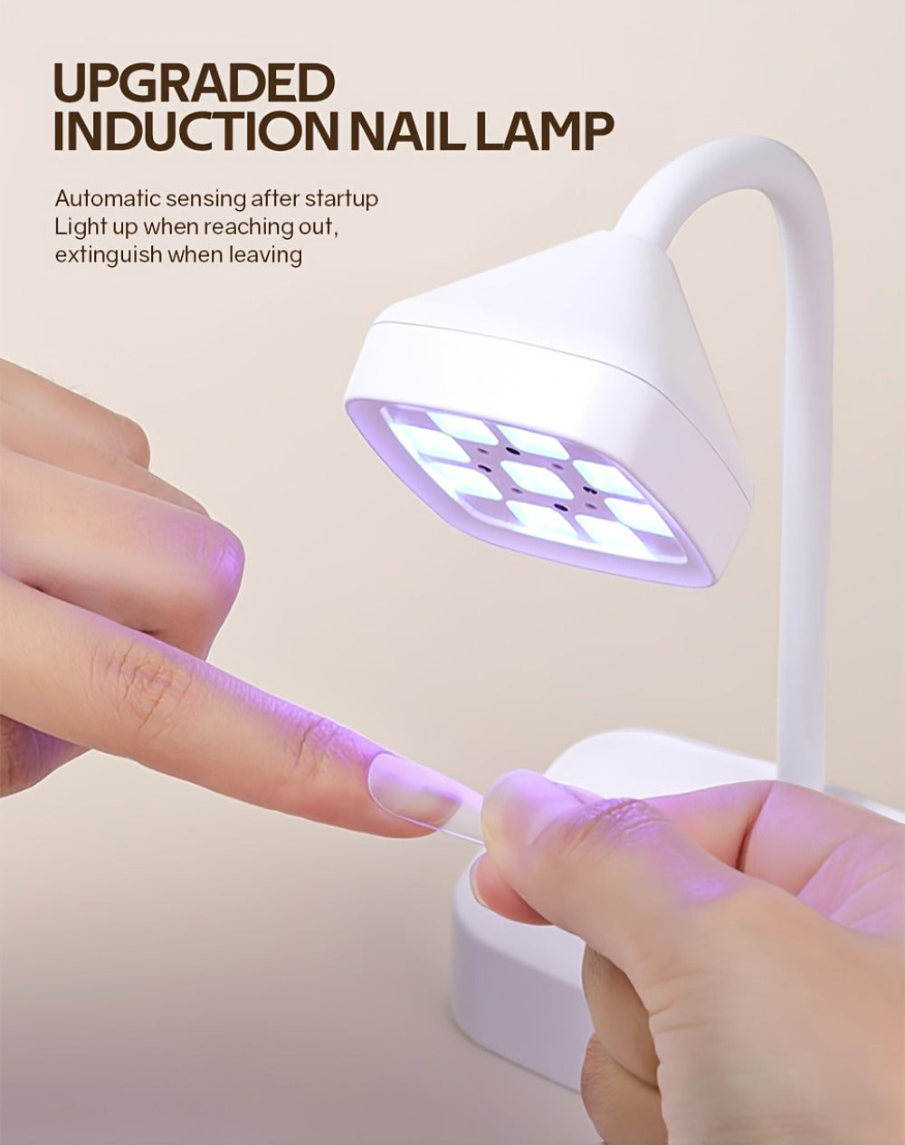 UV LED Nail Lamp Smart Sensor Auto-Start Rechargeable Cordless with 360° Flexible Gooseneck LCD Display 30s 60s Timer — image