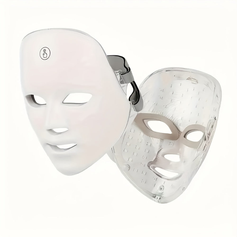 Silicone LED Face Mask Rechargeable 7-Color Light Therapy Skin Care Device - Acne Treatment for Bath Time, Home Spa and Perso