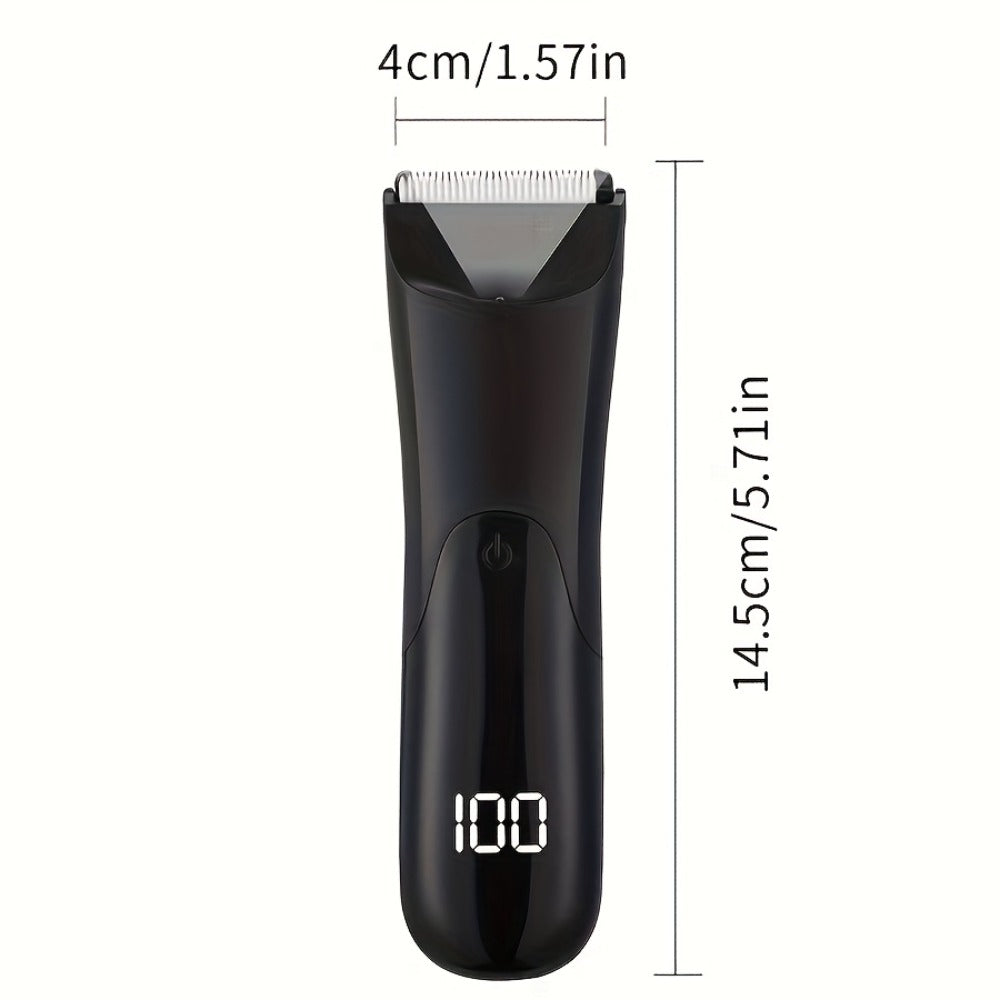 V-Shaped Ceramic-Blade Body Hair Trimmer with LCD Display, USB Cable, Guide Combs and Six Finish Options — image 6