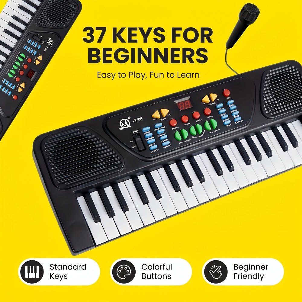 Kids Electronic Keyboard with Microphone, Black, Music Learning Toy for Boys & Girls, Sing-Along Piano Instrument — image 5