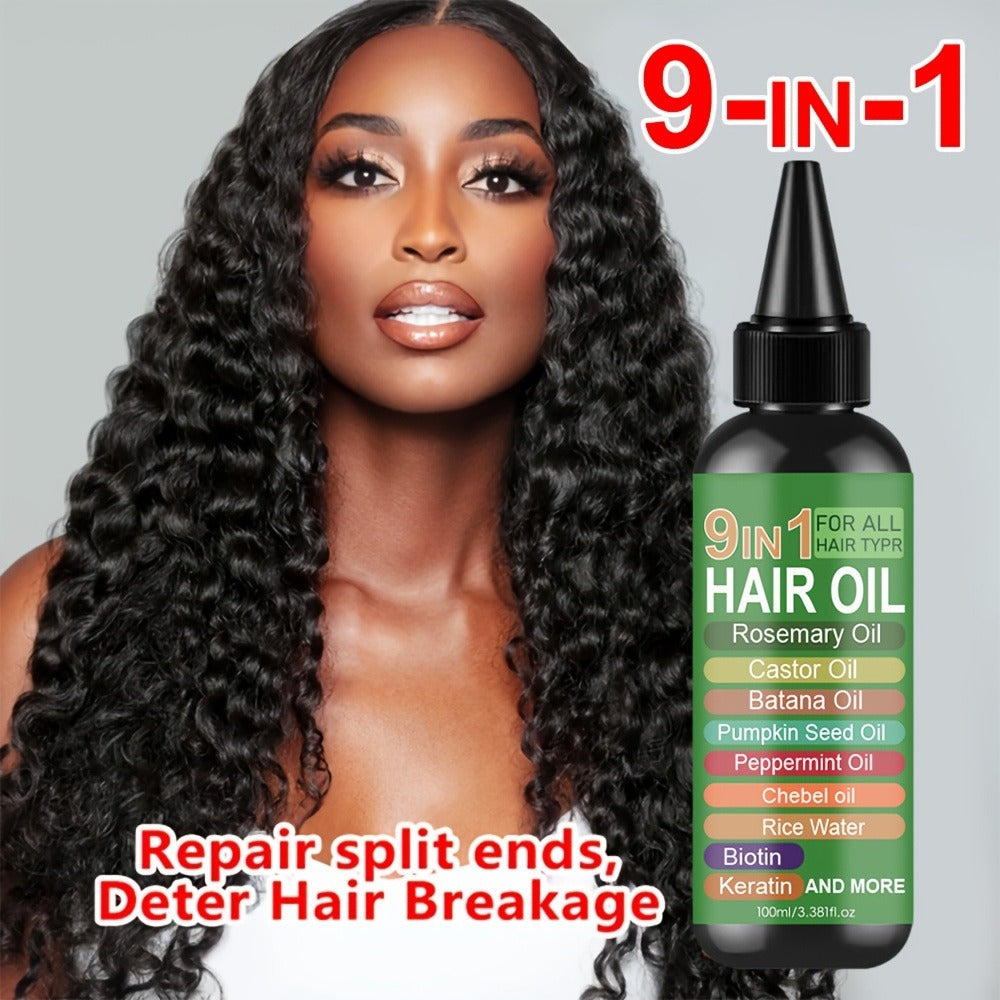 Rosemary 9-in-1 Hair and Scalp Oil, 100ml Nozzle Bottle with Rice Water, Batana, Castor and Biotin Labels — image 6