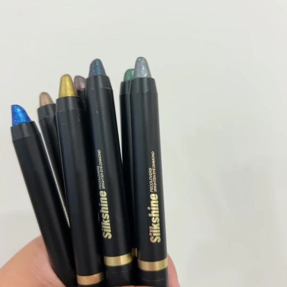 Shimmer Glitter Eyeshadow Stick Set 6 Pcs Dual-Tipped Eye Pencil with Blending Brush Creamy, for Makeup, Travel and Everyday 