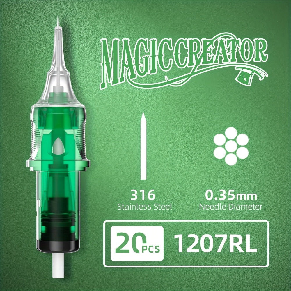 Tattoo Cartridge Needles with MAGICCREATOR Label, 20-Piece Box with 25 RL RS CM M1 Options — image 9
