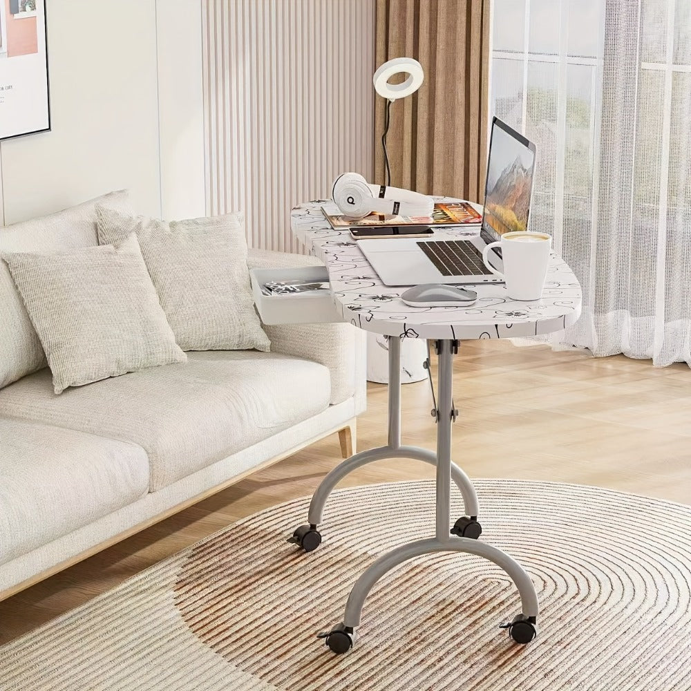 Foldable Nail Table with LED Lamp Drawer Lockable Wheels Wrist Cushion & Carrying Bag, Portable Manicure — image 21