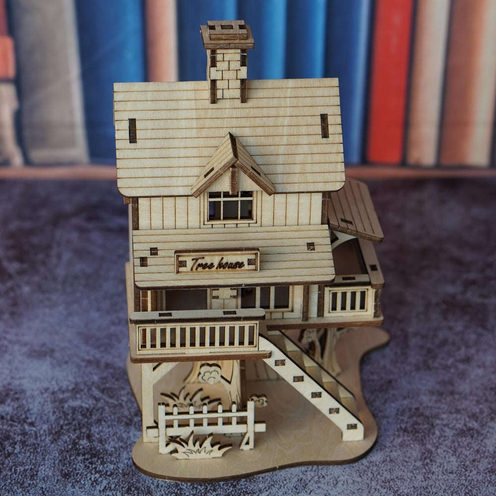 3D Wooden Tree House Puzzle Model Kit with 17 x 12.5 x 11.5 cm Display Size and Detailed Cabin Architecture — image 6