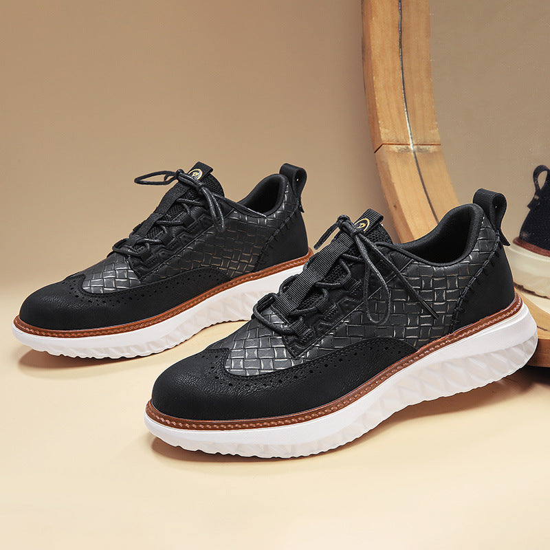 Breathable Woven-Texture Mens Sneakers