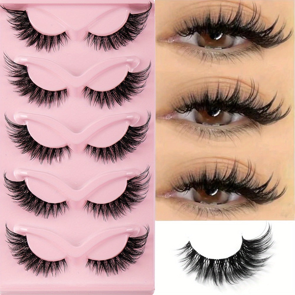 Cat-Eye False Eyelashes Set with 15 Pairs in Three Pink Storage Trays and Clear Lash Bands — image 1