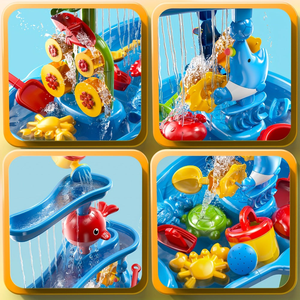 Sand and Water Table for Toddlers 3-Tier, Outdoor Sensory Play Set with Shovel Scoop & Strainer — image 3