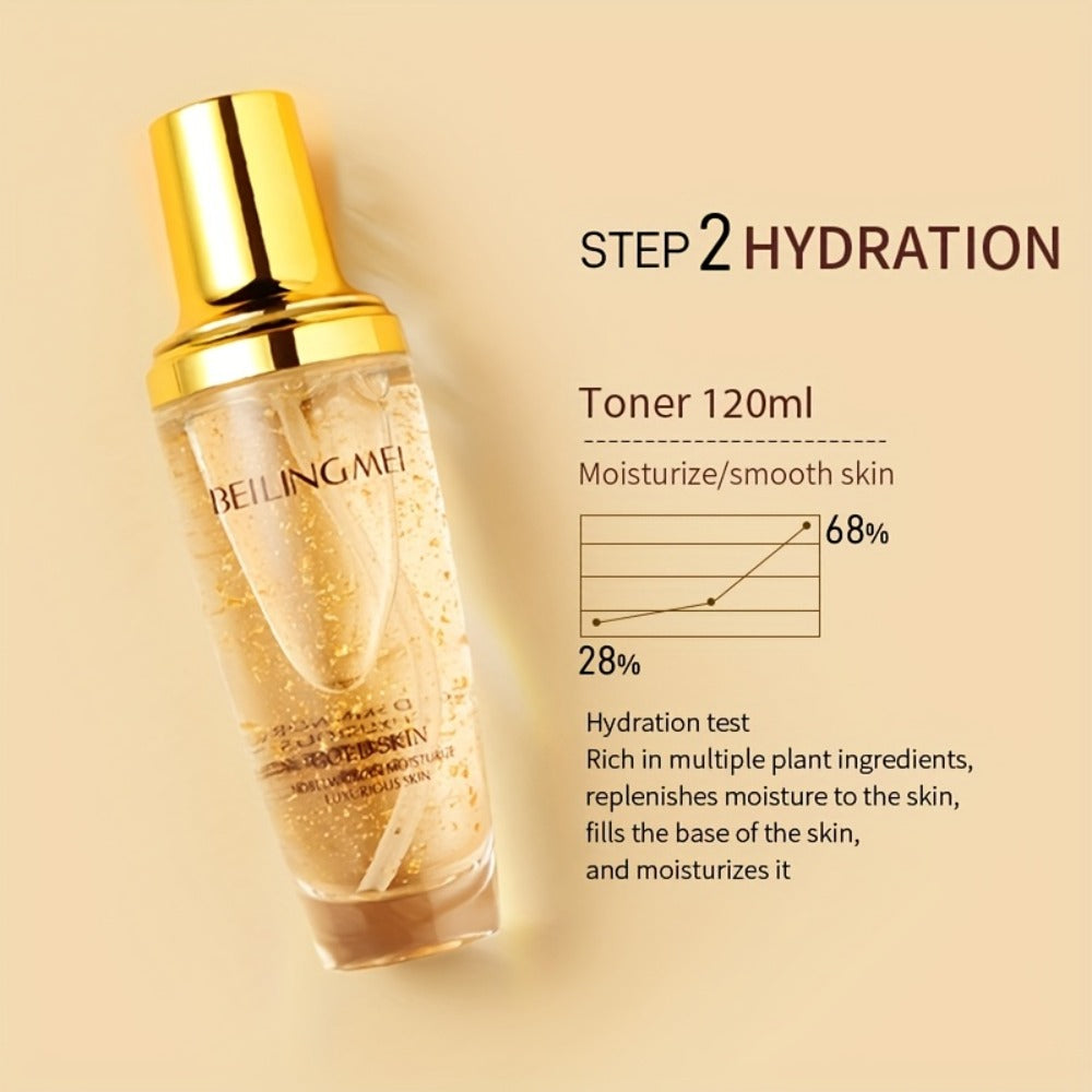 Skincare Gift Set for Women 9pcs Golden Luxury Kit, Niacinamide Collagen Hyaluronic Acid Daily Facial Care Premium Birthday H