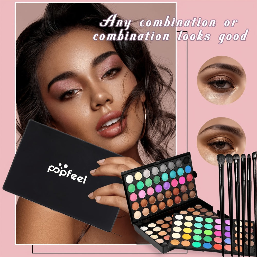 Eyeshadow Palette POPFEEL 120-Shade Folding Color Case with Matte-Shimmer Mix and Optional Six-Brush Bundle — image 1