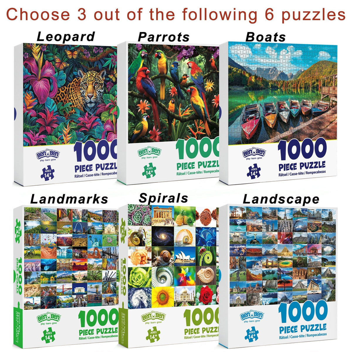 1000 Piece Jigsaw Puzzles for Adults 3-Pack – Challenging Large Puzzle Set with Wildlife, Scenic Landscape & Nature Themes | 
