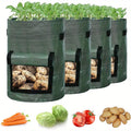 Grow Bags, Four Green 7-Gallon-Labeled Potato Side Harvest Flaps and Carry Handles for Container Planting — image 4