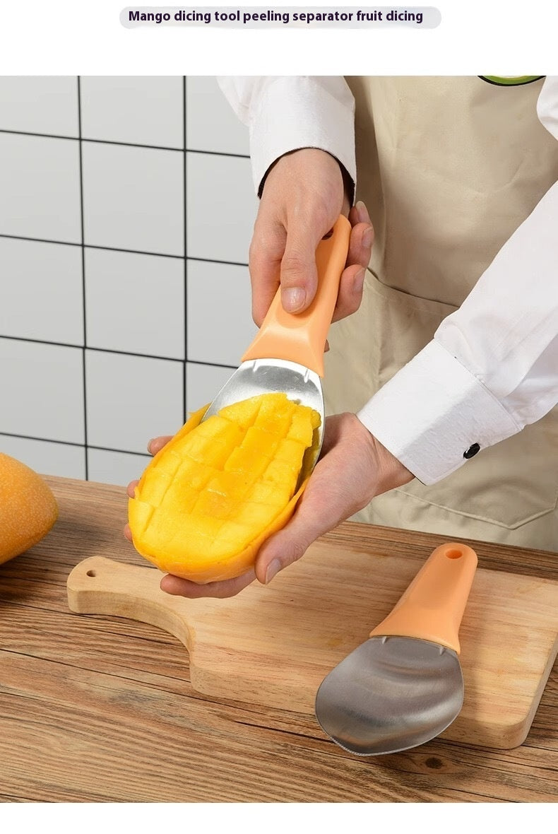 Stainless Steel Mango Peeler Fruit Meat Spoon Mango Cutter Dice