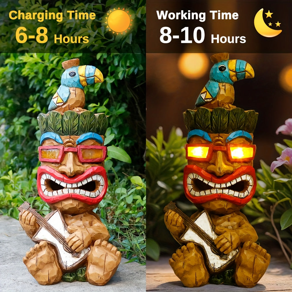 Hawaiian Tiki Statue Standing Resin Totem Pole, Woodcarving Tribal Figure Outdoor Decor for Terrace Bar Party Unique Gift — i