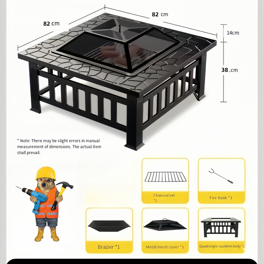 Fire Pit with Grill for Garden, Patio and Yard Use, with the Listed Configuration, for Everyday Use and Organized Storage — i