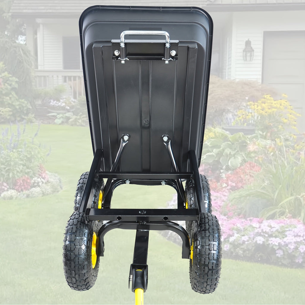 Garden Dump Cart, Steel Frame Pneumatic Tires Lawn Yard Farm Utility Wagon for Garden, Patio and Yard Use — image 12