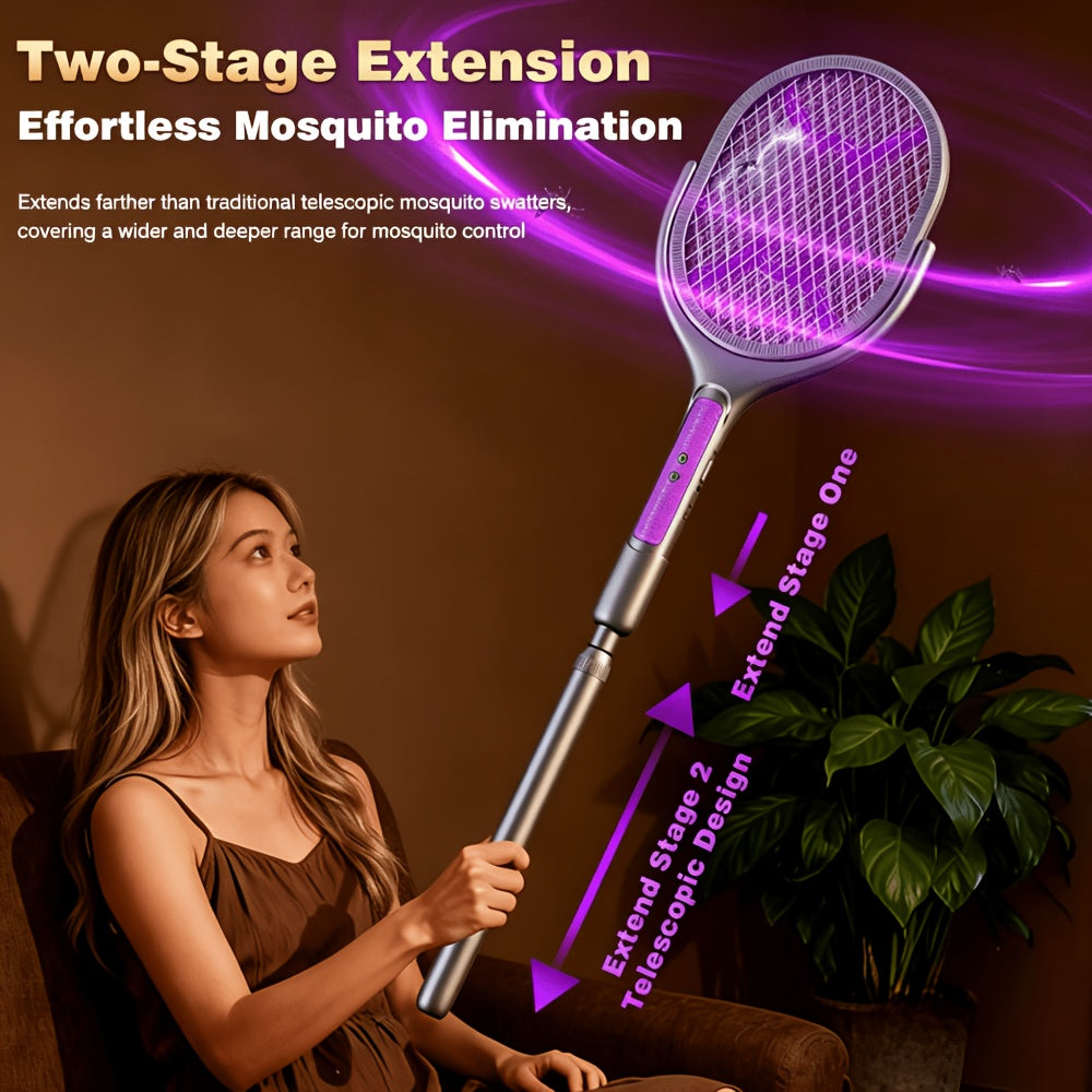 2-in-1 Mosquito Trap Lamp & Retractable Electric Fly Swatter Racket, USB Rechargeable Base — image 2