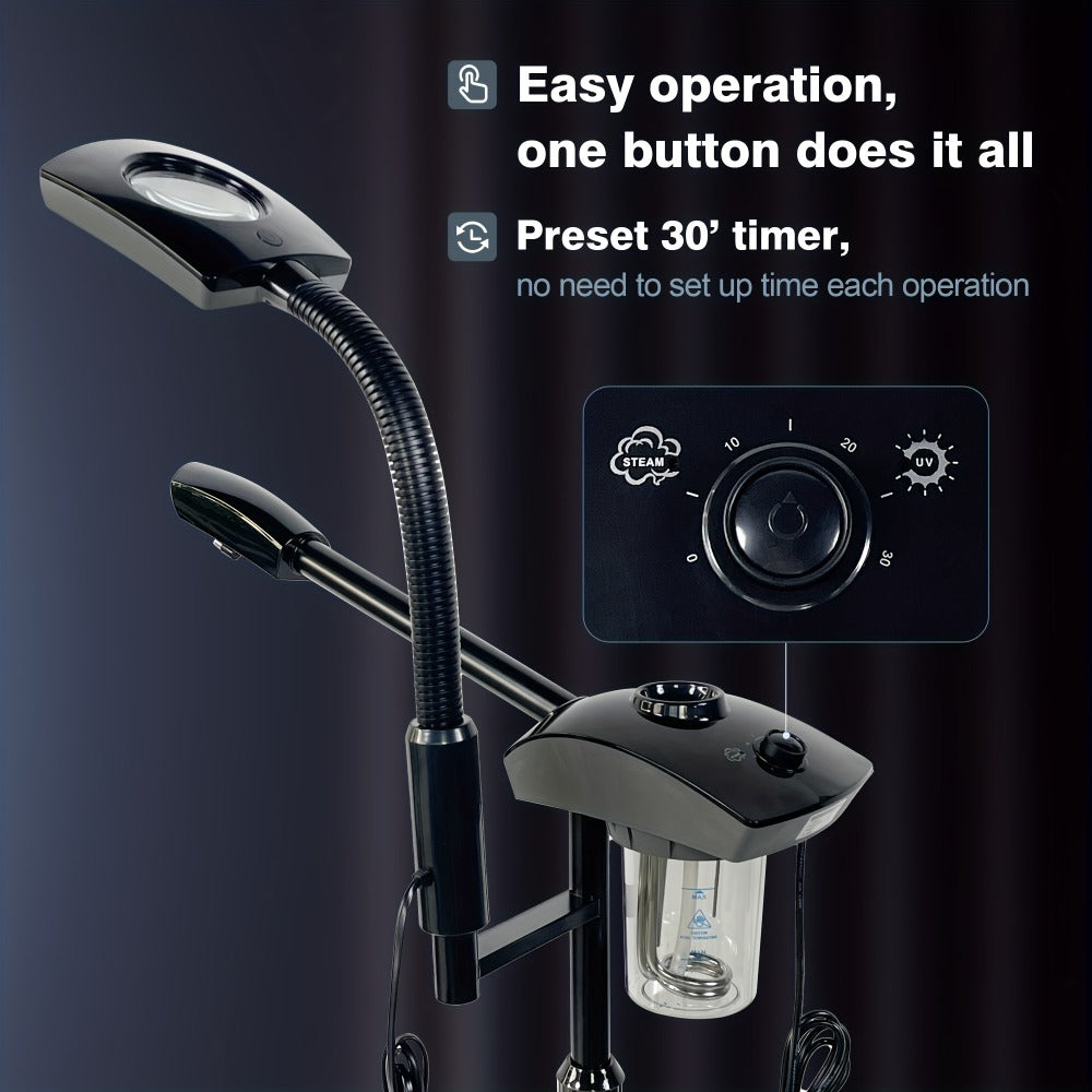 Facial Steamer with Ozone & 3X Magnifying Lamp, 2-in-1 Professional Wheeled Spa Steamer, Timer Preset — image 9