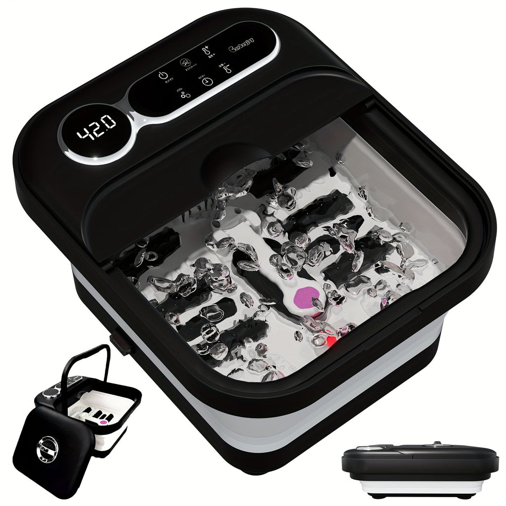 Foot Spa Massager Collapsible with Heater & Temperature Control – Foot Bath with Bubbles, 6 Massage Rollers, Vibration — imag