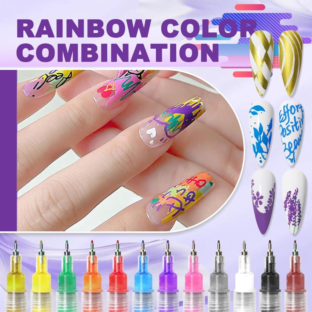 Nail Art Pens 12-Piece Water-Based Marker Set with 0.5mm Fine Tips for Lines and Small Decorative Details — image 7
