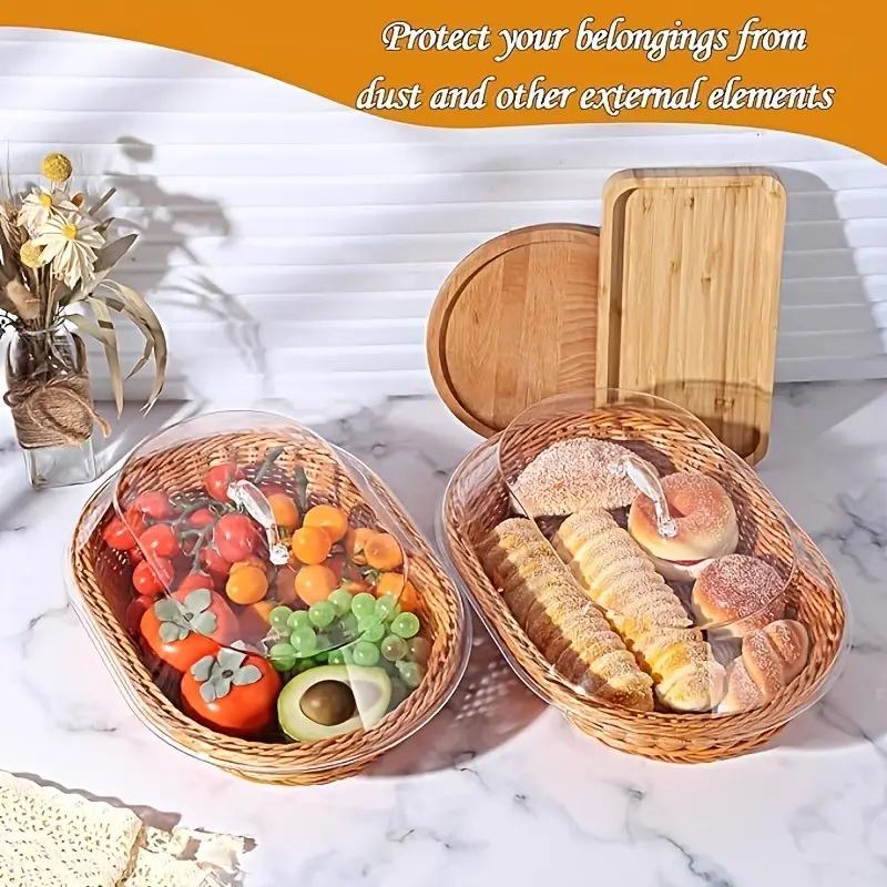 Woven Bread Basket in Square or Round Shape for Serving Bread, Fruit, Desserts and Snacks at Home or on the Dining Table — im
