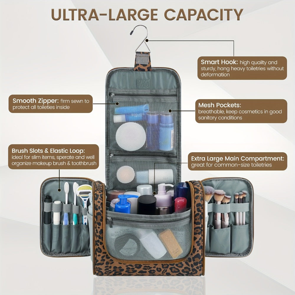 Toiletry Bag, Hanging Multi-Pocket Shower Organizer Metal Hook, Carry Handle and Seven Print — image 5