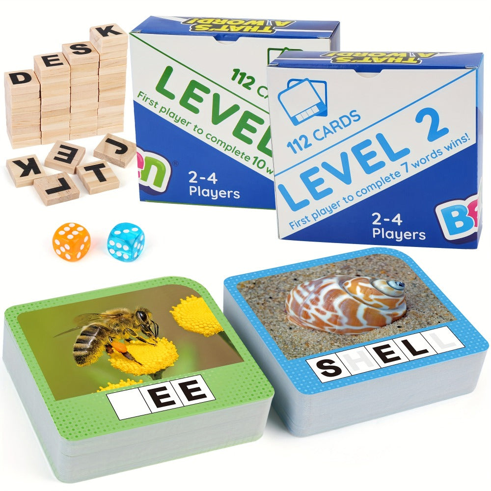 Spelling Flash Card Game for Kids Ages 4-8 – 224 Phonics Sight Word Flashcards, 208 Wood Letter Tiles & Dice — image 10