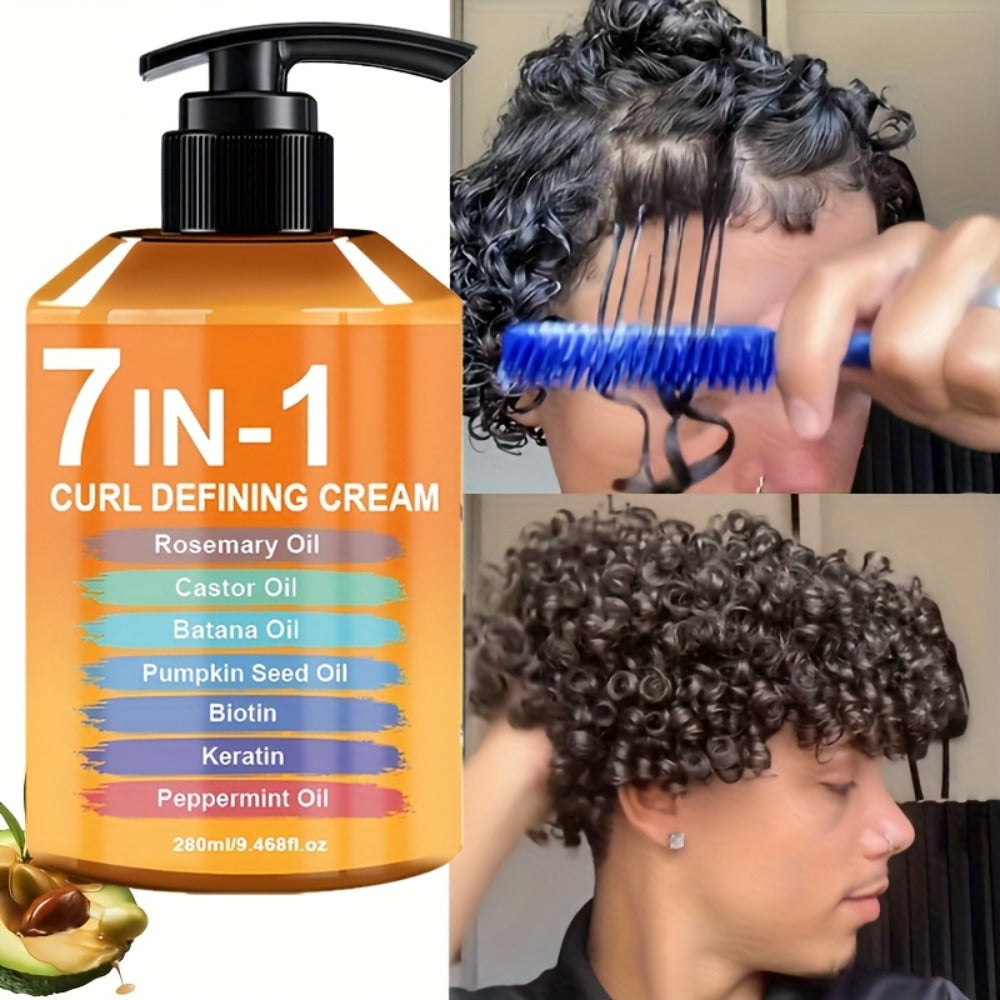 7-in-1 Curl Styling Cream, 280ml Orange-Label Pump with Rosemary, Castor and Batana Oils on Label — image 3