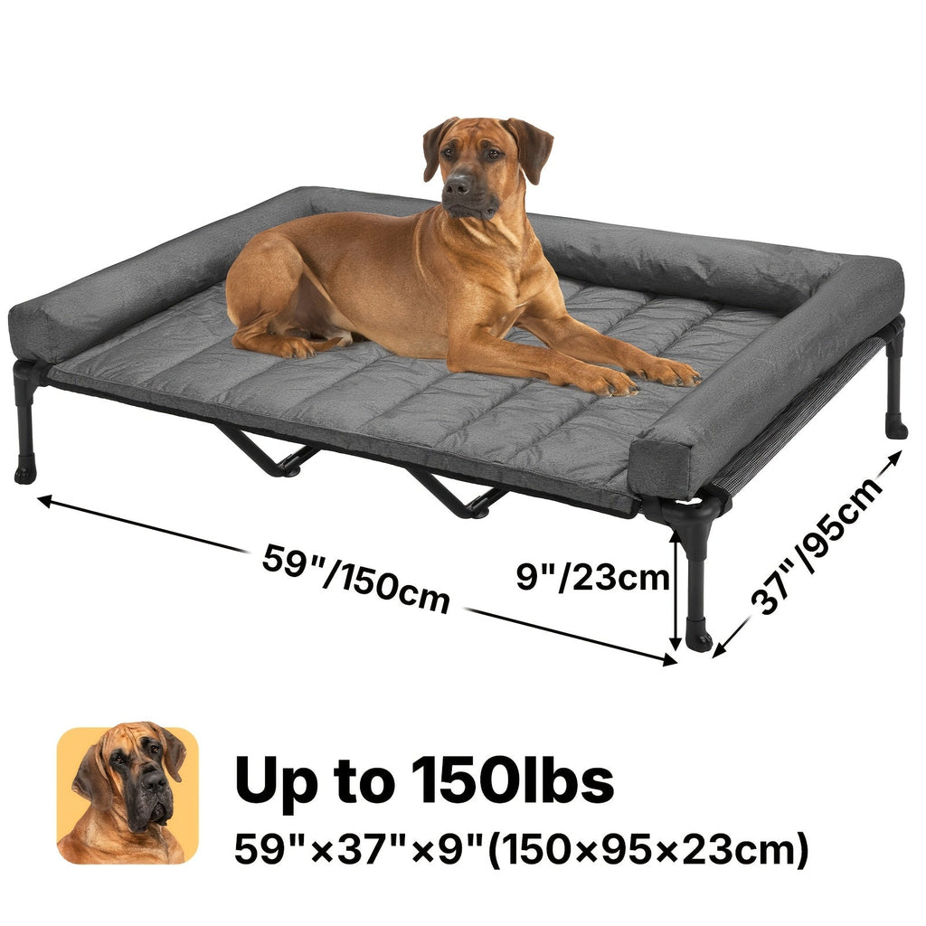 Elevated Dog Bed with Teslin Mesh Cot, Powder-Coated Steel Frame and Removable Bolster Top in Four Sizes — image 35